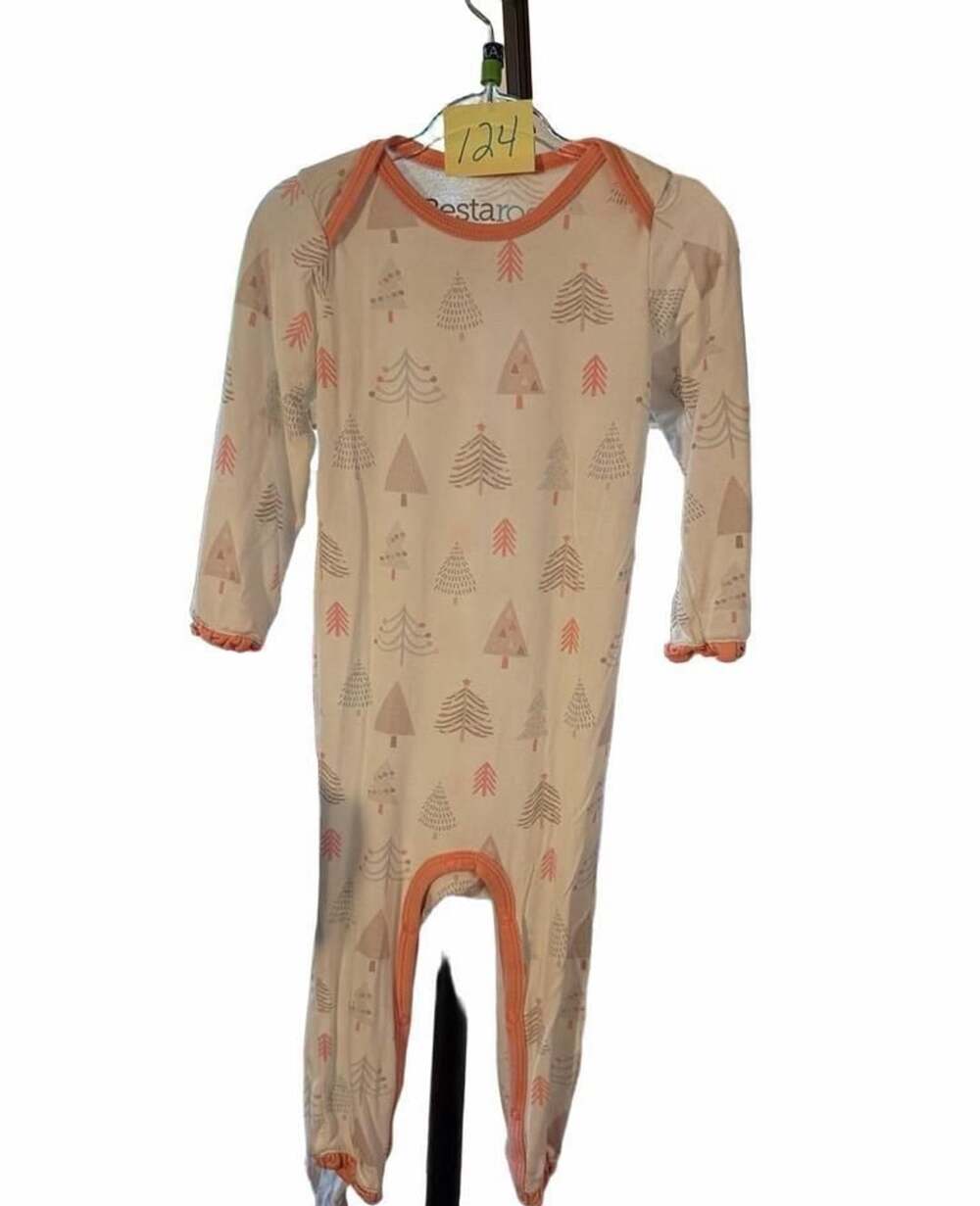 Bamboo/Modal Bestaroo Christmas Tree Romper 12-18M Pink Ruffles